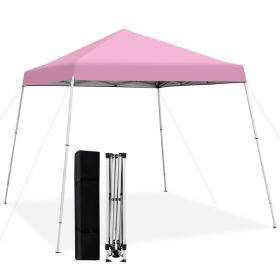 10 x 10 Feet Outdoor Instant Pop-up Canopy with Carrying Bag (Color: PINK)