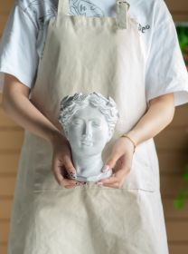 Greek Style Cement Head Planter - Indoor Outdoor Home Garden Decor, D6" x 9" (Color: as Pic)